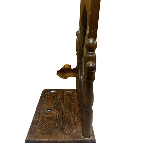 Antique Wooden Shaving Mirror With Tray Vanity Rustic Cottage Vintage No Mirror - Picture 5 of 8